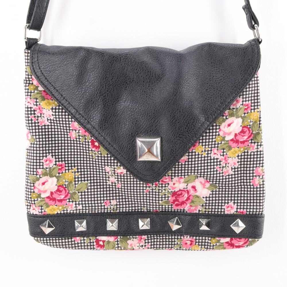 Envelope Crossbody Handbag Women Cotton Black Faux Leather Purse Shoulder Bag
